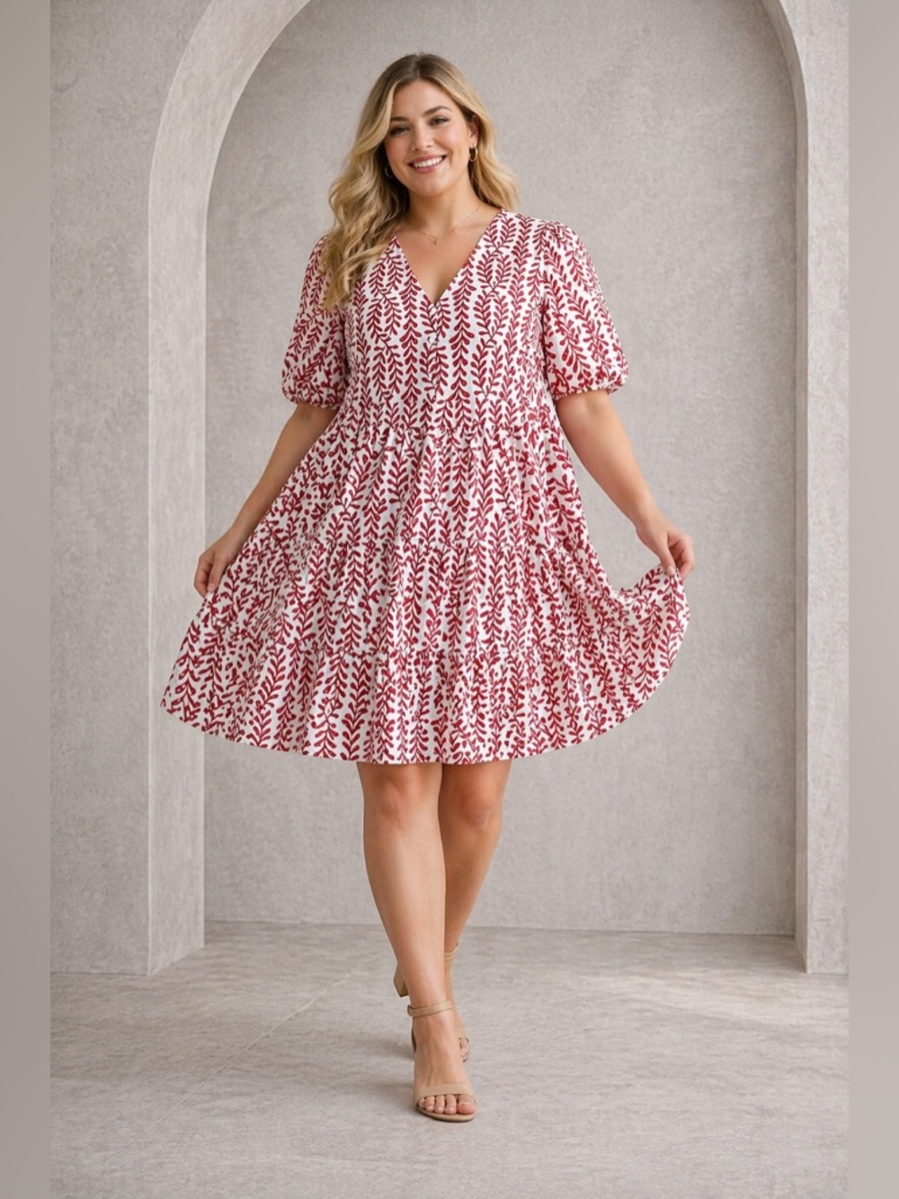 ESTELLE Eyelet Tiered Dress 3X Cotton Babydoll Midi Boho Cottagecore Coquette